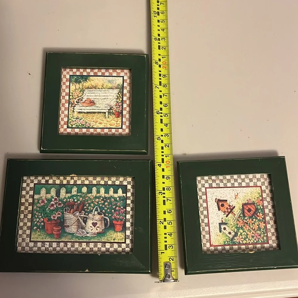Set of three mini prints garden theme wall decor